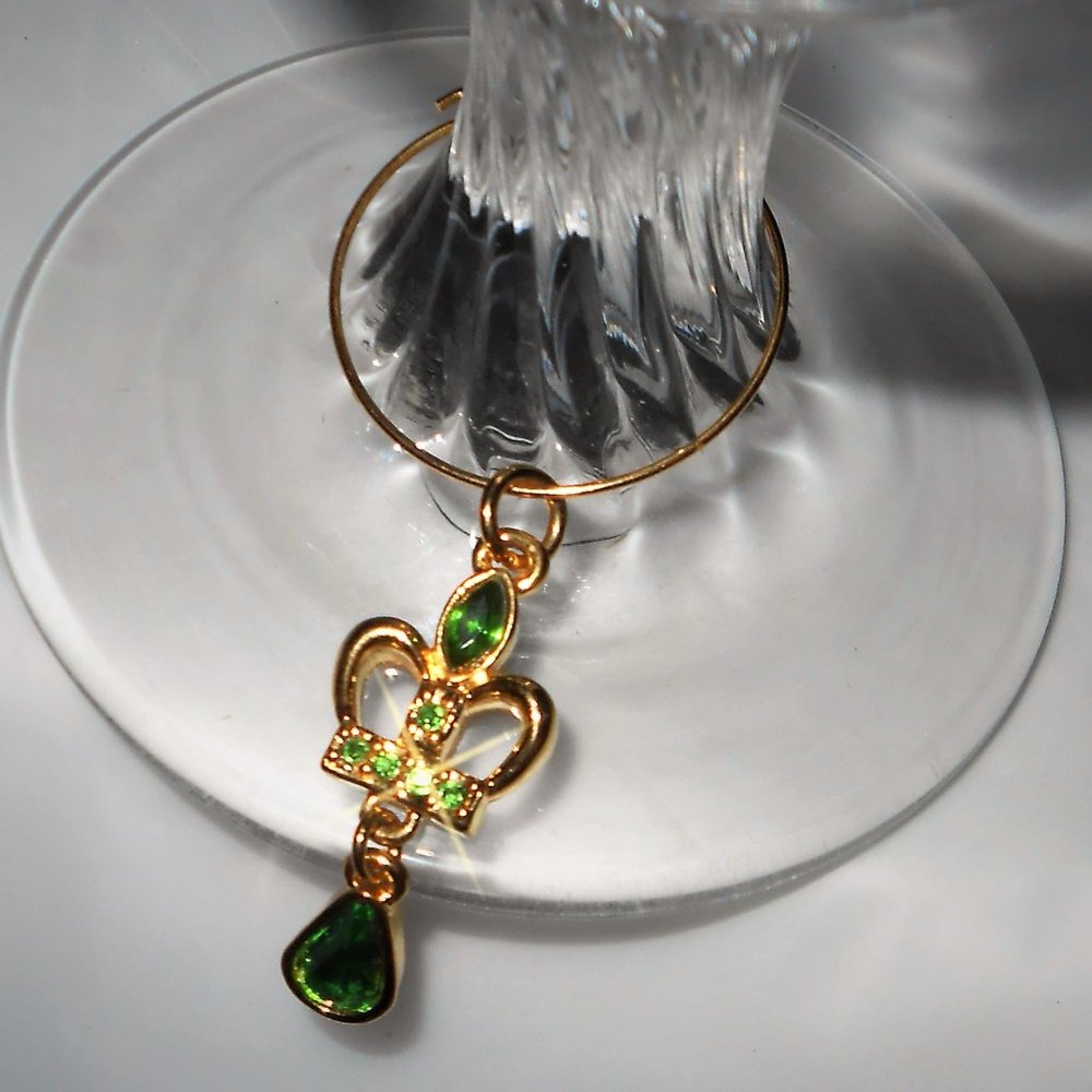 Emerald Crown Stem Ring & Green Enamel & Rose Gold Anchor Earrings